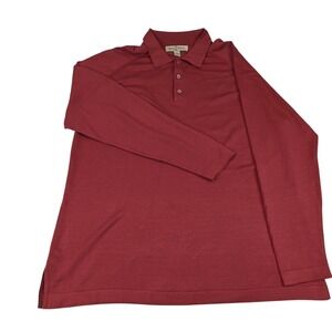 Tommy Bahama Mens Silk Blend Knit Long Sleeve Polo Shirt Burgundy Red Size M
